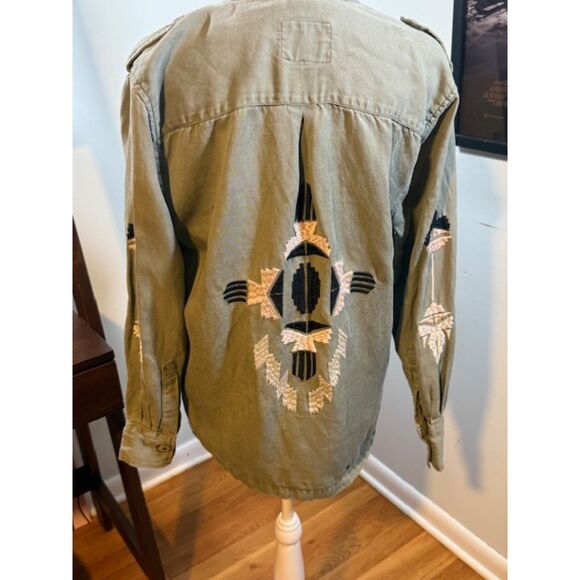 Rails Elliot Sage Olive Embroidered Utility Shacket XS‎ Boho EUC Cargo Gorpcore - Picture 5 of 10